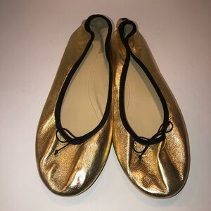 J. Crew Gold Leather Ballerina Ballet Flats Shoes 10.5